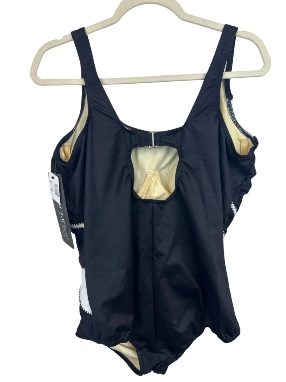 Miraclesuit Black White Colorblock One Piece Swimsuit Tummy Control 20W NWT - Picture 3 of 16